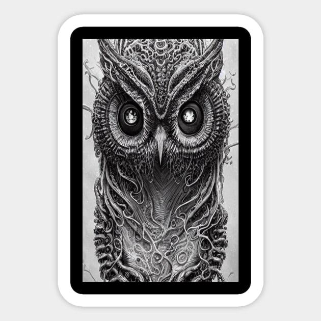 Owl Eyes Night Black Bird Sticker by Mitchell Akim